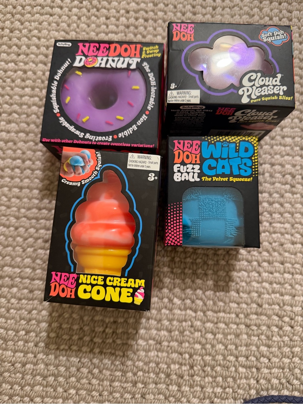 Nee Doh Kids Squishy Toy Pack - Purple, Pink/Orange, Blue